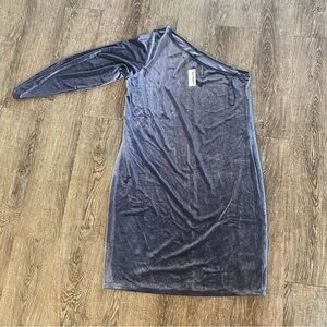 Old Navy Women Dress Size XXL Blue Velvet One Shoulder Fitted Mini Party Holiday